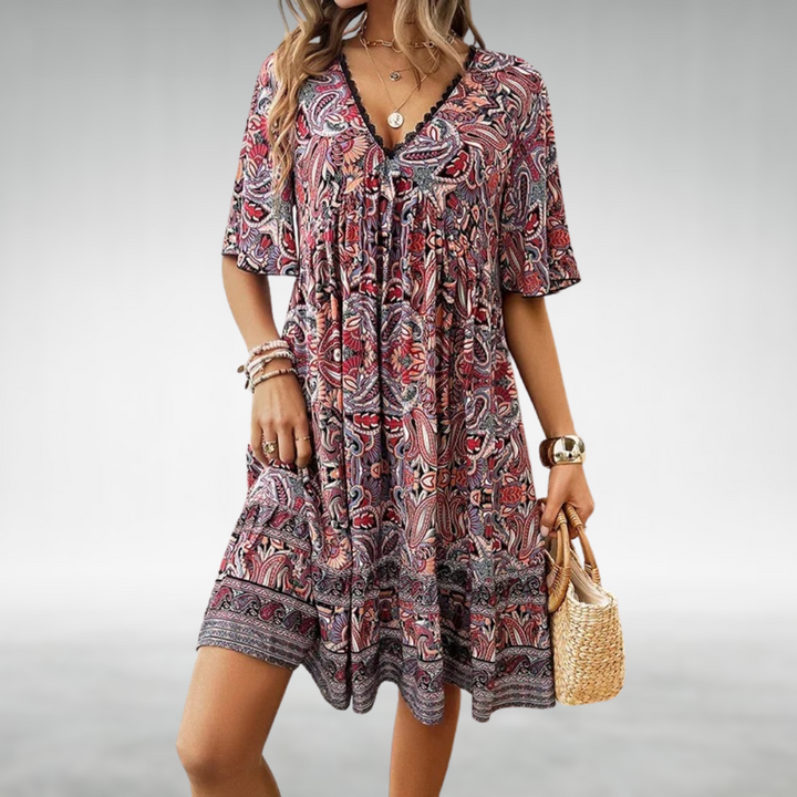 Maribel | Boho Minikleid mit Print für Damen