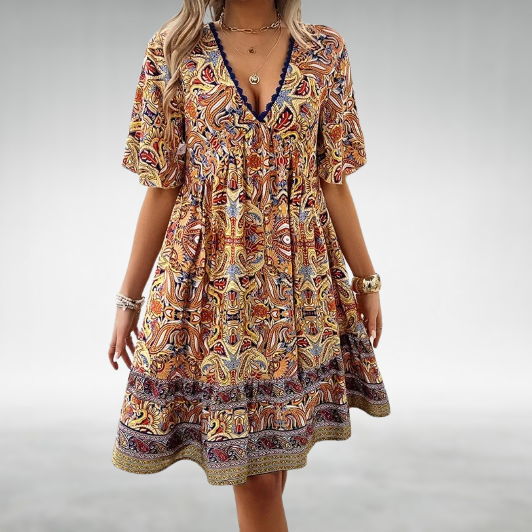 Maribel | Boho Minikleid mit Print für Damen