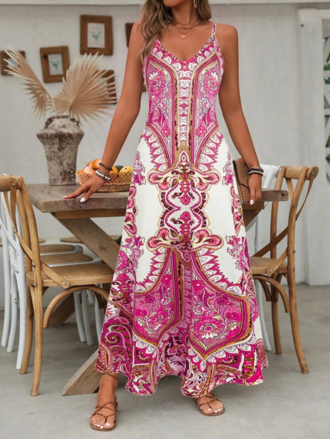 Amelia | Boho Paisley Print Maxi Dress