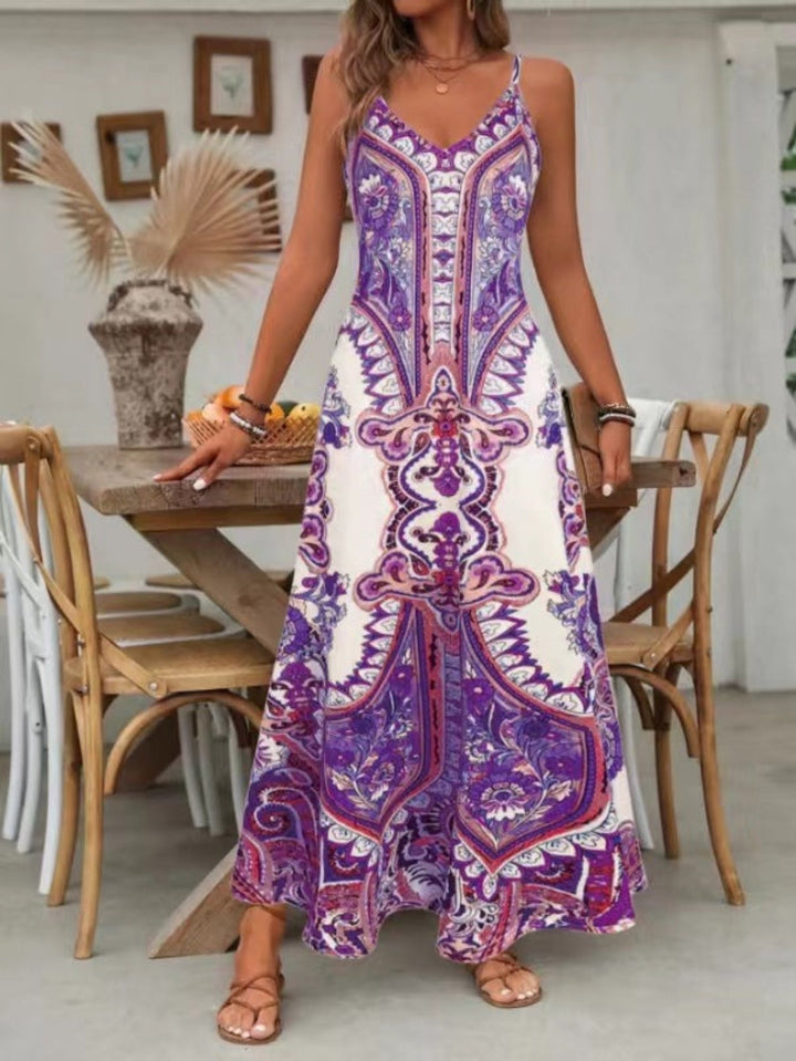 Amelia | Boho Paisley Print Maxi Dress