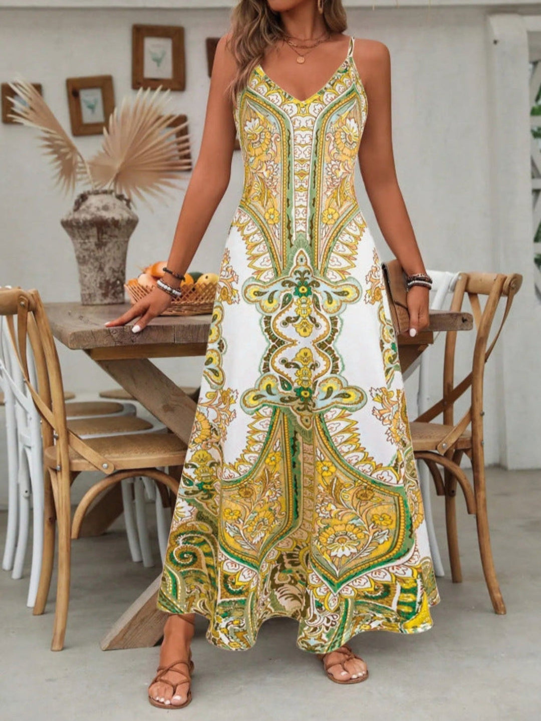 Amelia | Boho Paisley Print Maxi Dress