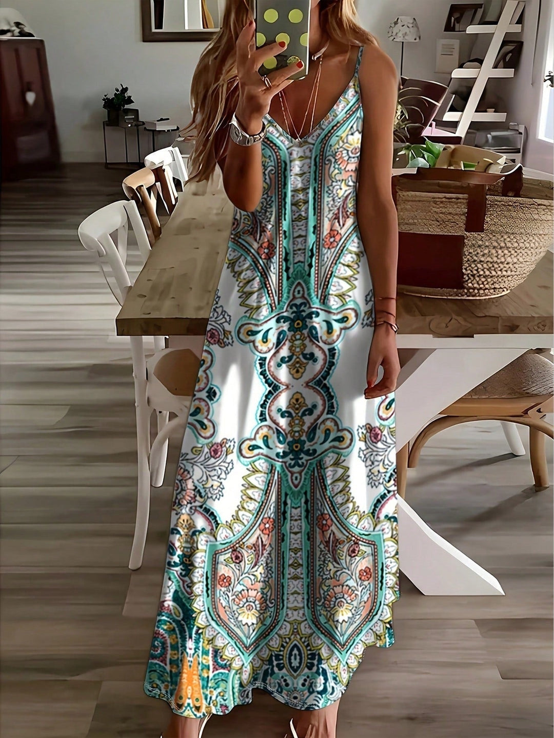 Amelia | Boho Paisley Print Maxi Dress