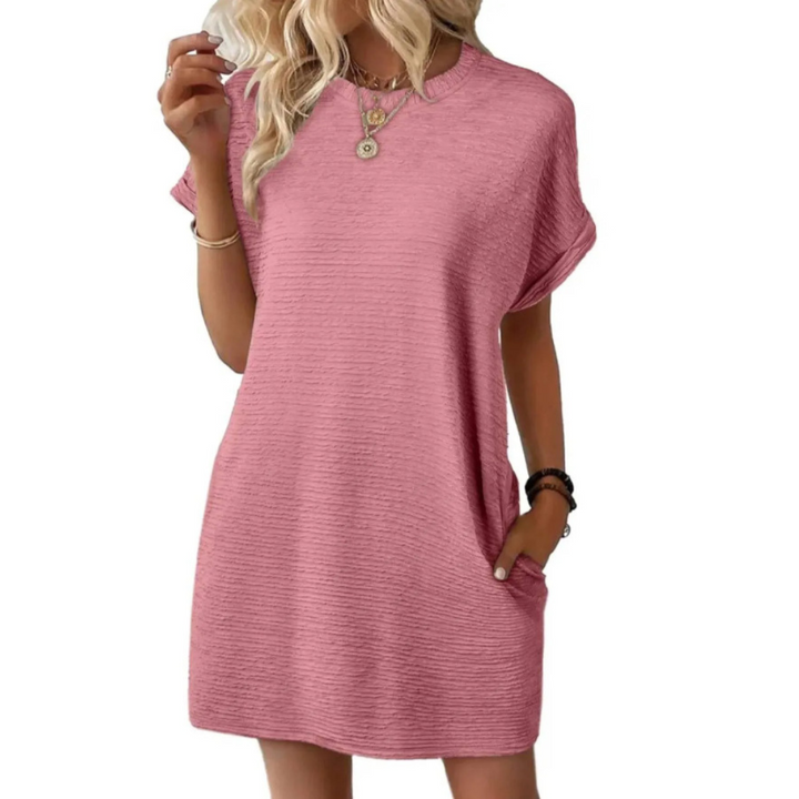 Grace | Strukturiertes geripptes T-Shirt-Kleid