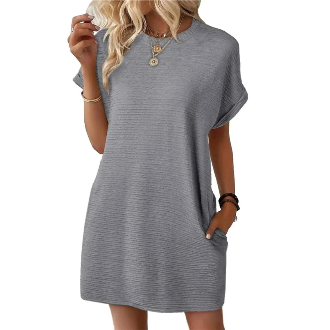 Grace | Strukturiertes geripptes T-Shirt-Kleid