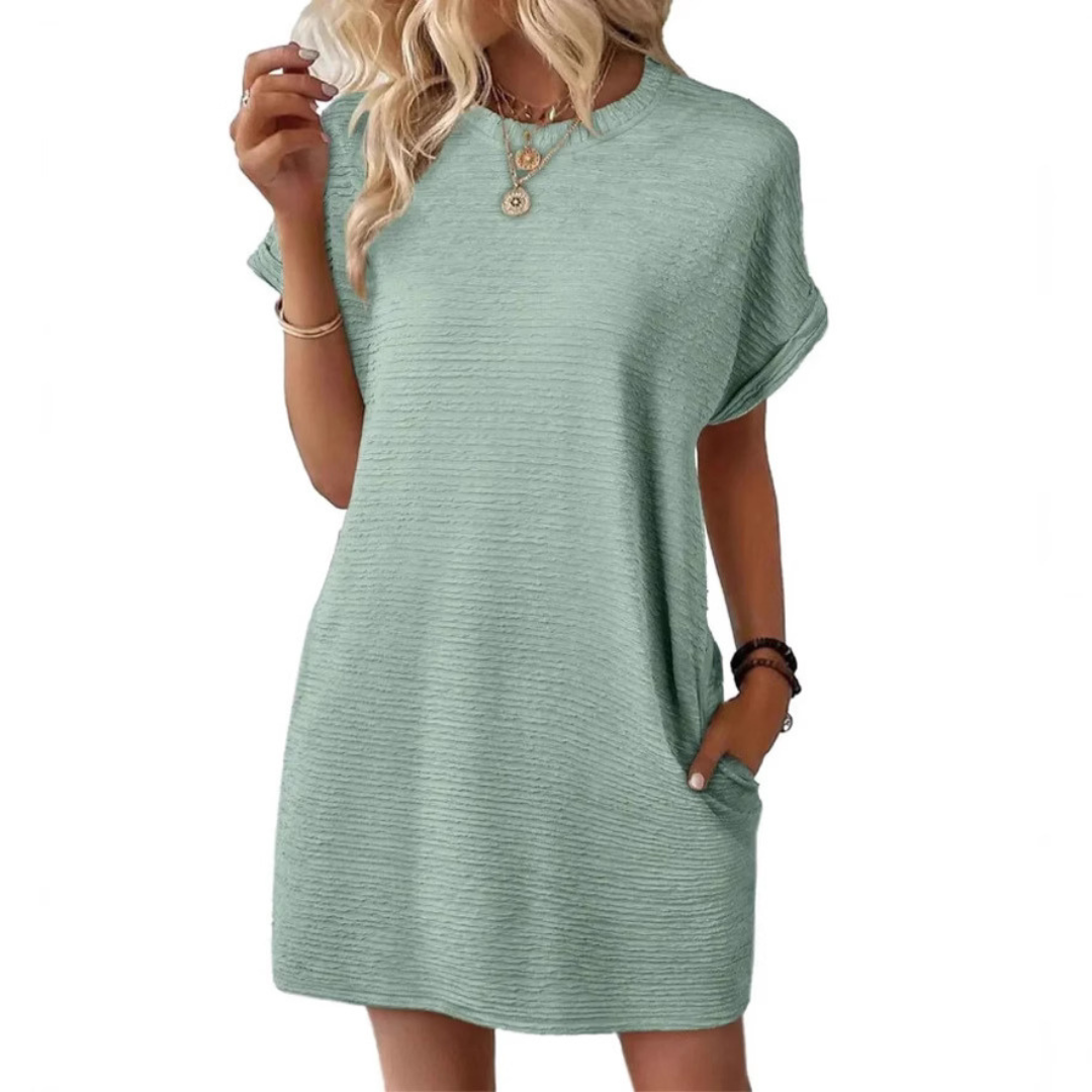 Grace | Strukturiertes geripptes T-Shirt-Kleid