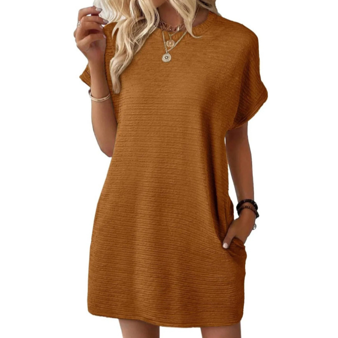 Grace | Strukturiertes geripptes T-Shirt-Kleid