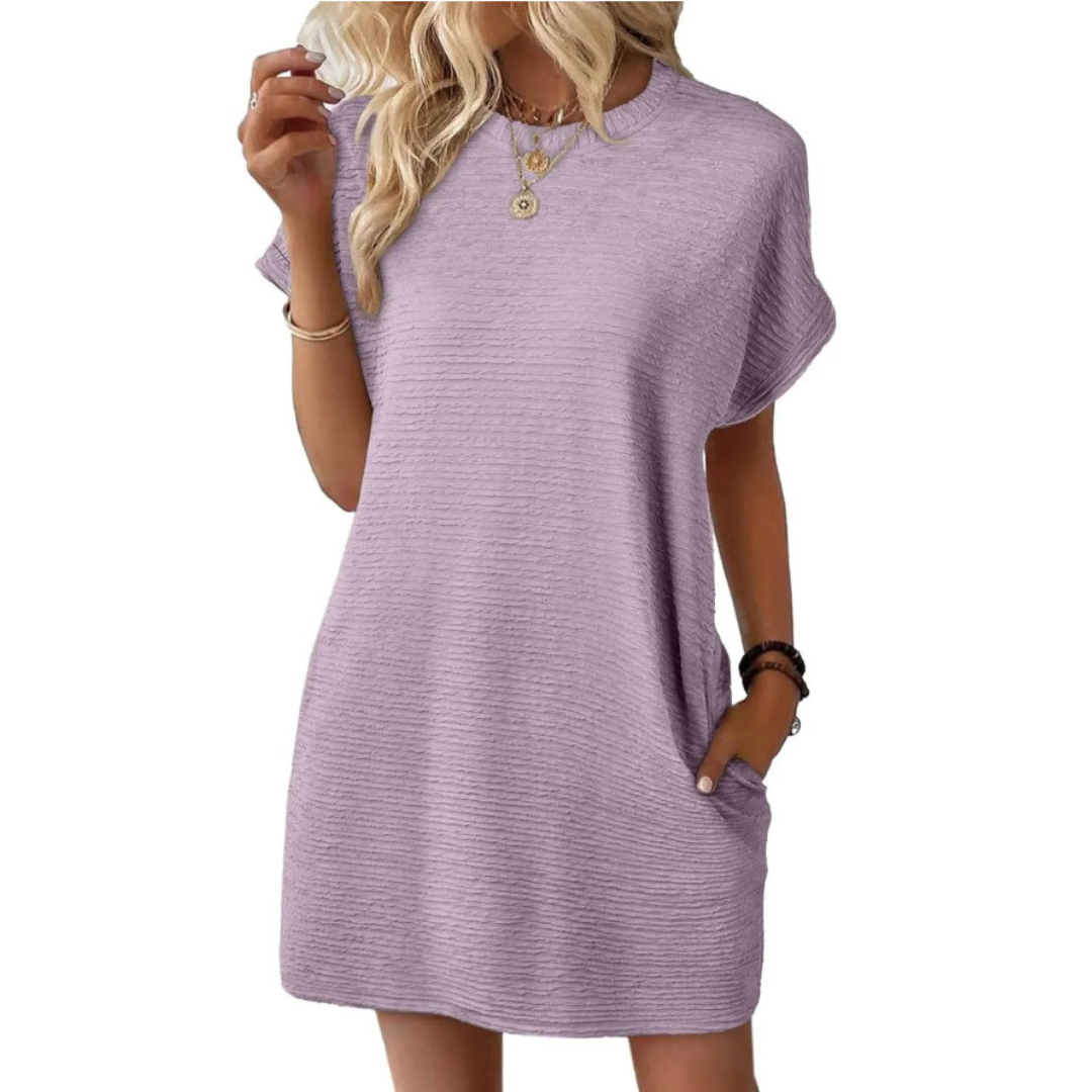 Grace | Strukturiertes geripptes T-Shirt-Kleid