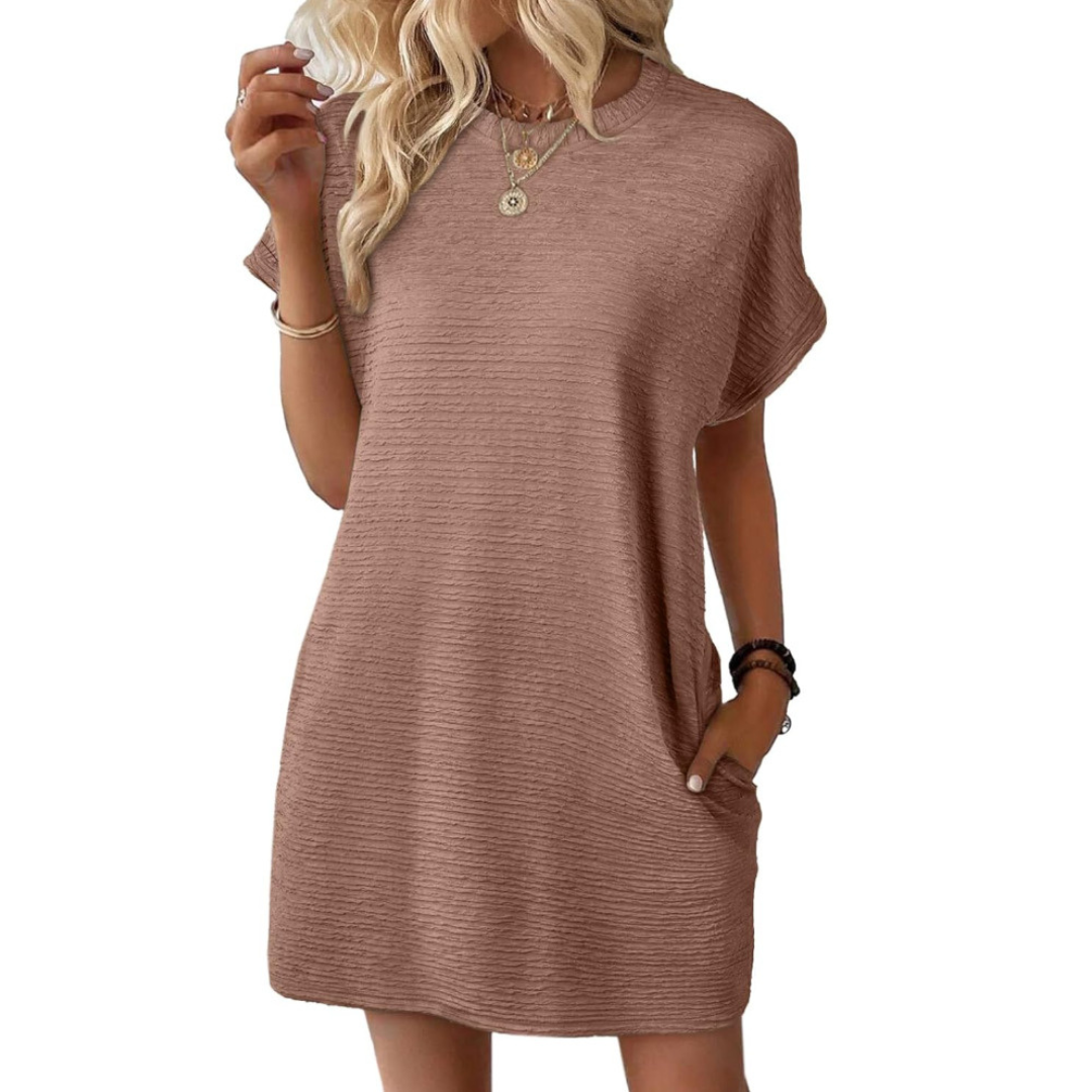 Grace | Strukturiertes geripptes T-Shirt-Kleid