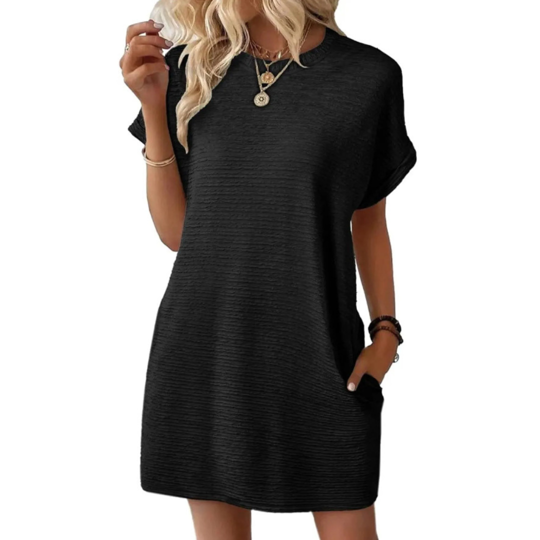 Grace | Strukturiertes geripptes T-Shirt-Kleid