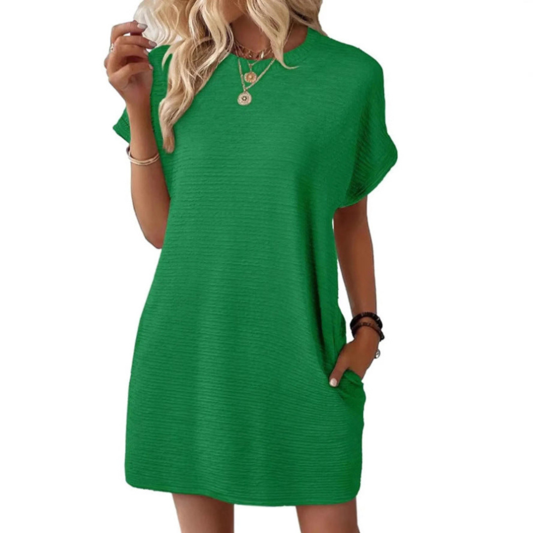 Grace | Strukturiertes geripptes T-Shirt-Kleid