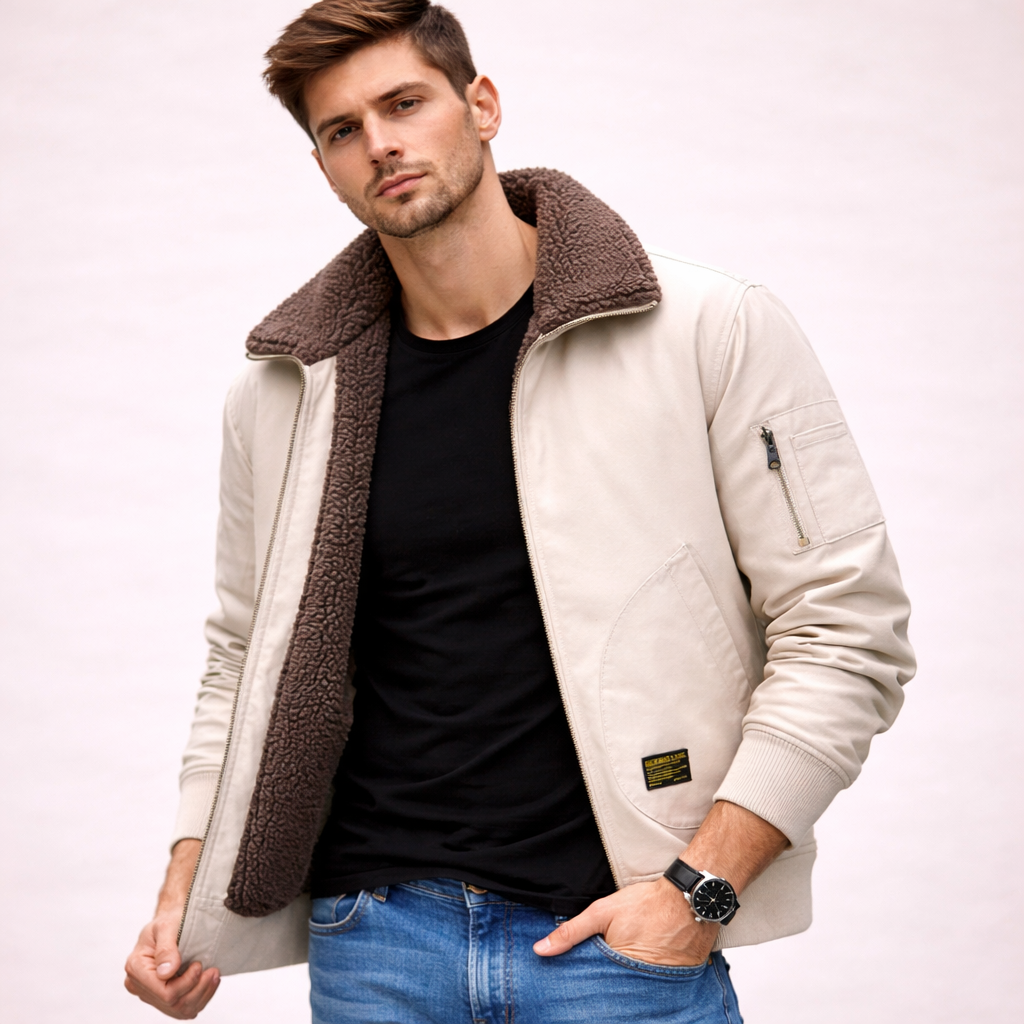 Ryder | Herren Pilotenjacke mit Sherpa-Futter