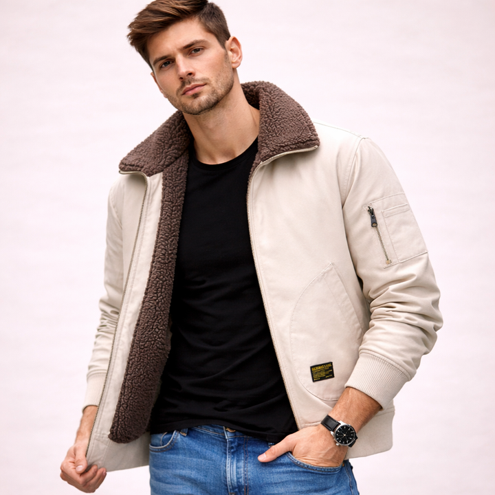 Ryder | Herren Pilotenjacke mit Sherpa-Futter