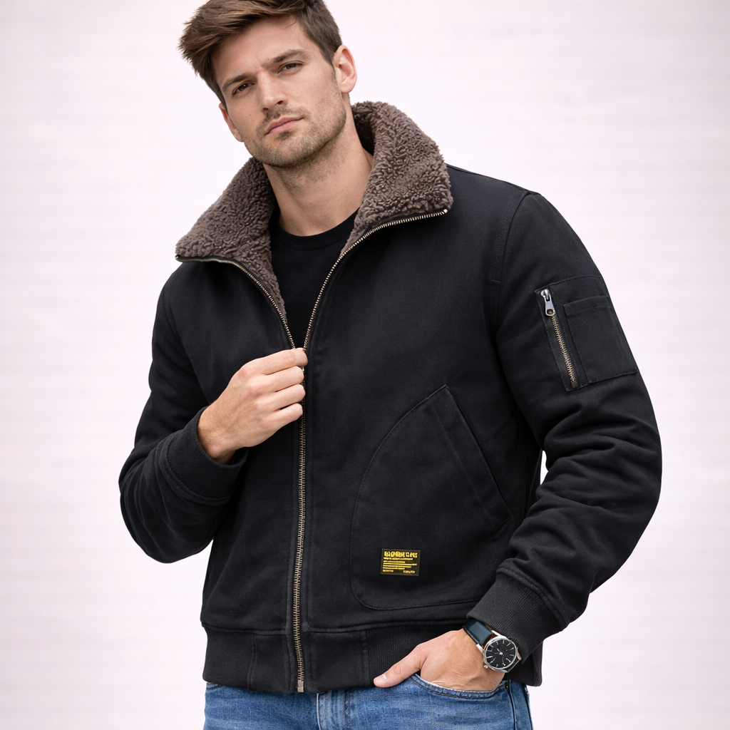 Ryder | Herren Pilotenjacke mit Sherpa-Futter
