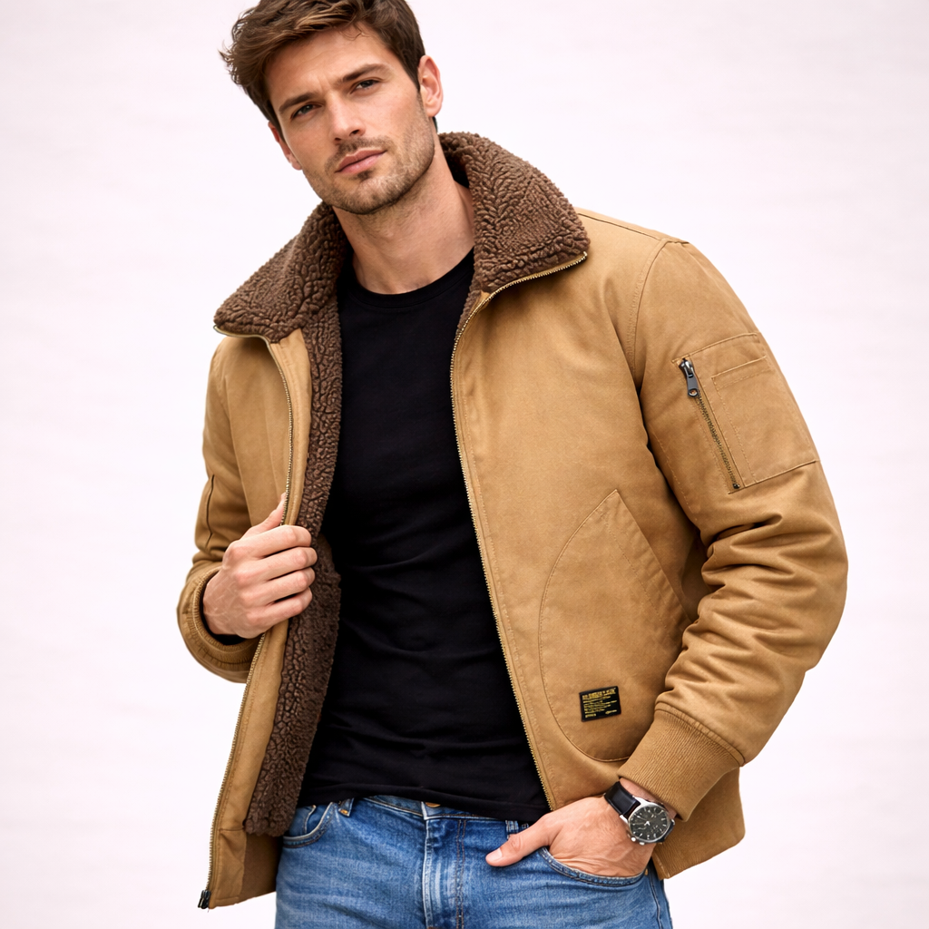 Ryder | Herren Pilotenjacke mit Sherpa-Futter
