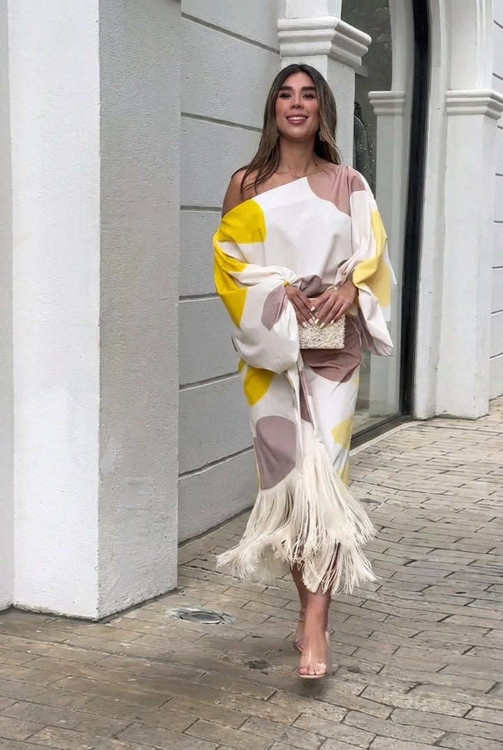 Valmira | One-Shoulder Fringe Elegance Women’s Set