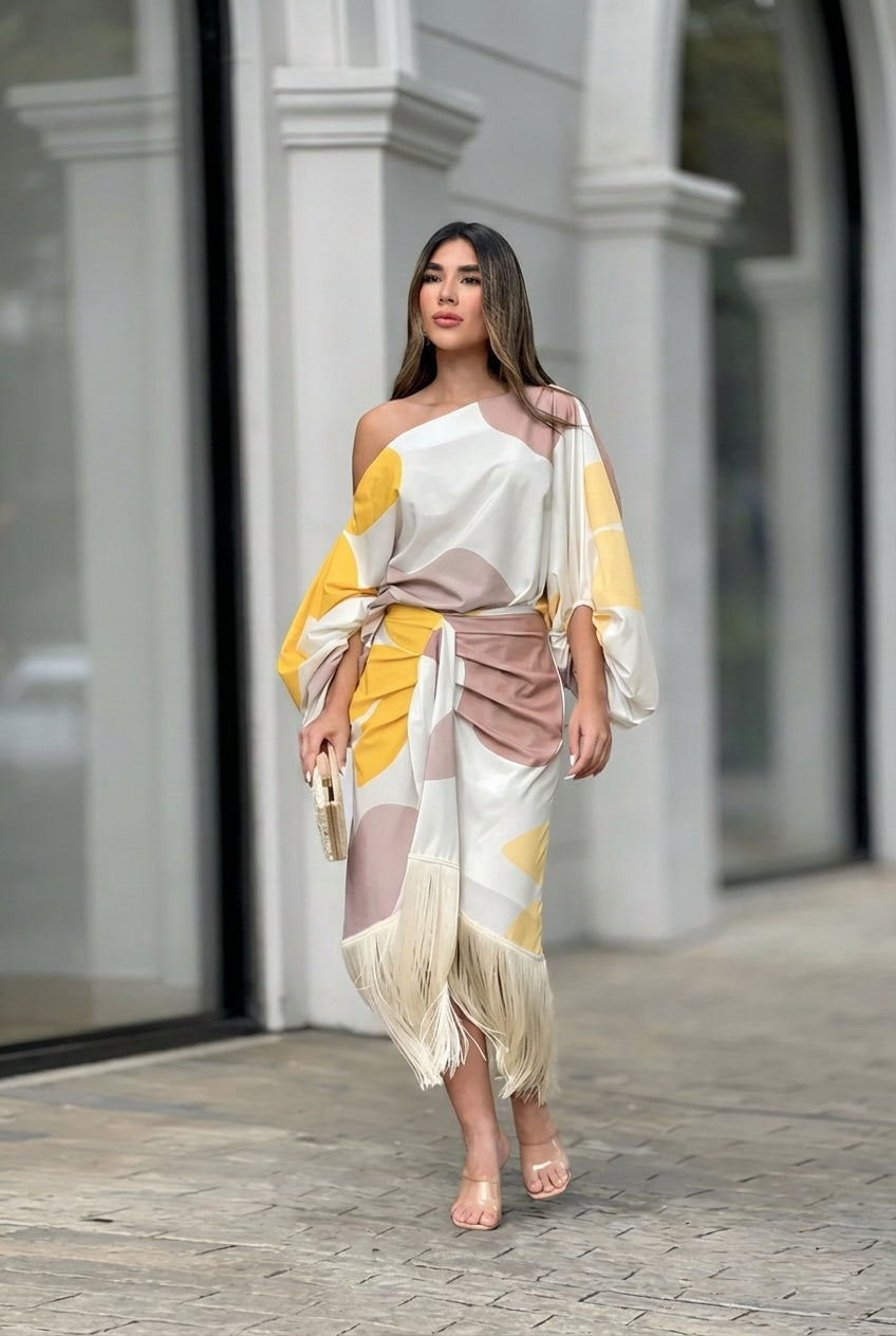 Valmira | One-Shoulder Fringe Elegance Women’s Set