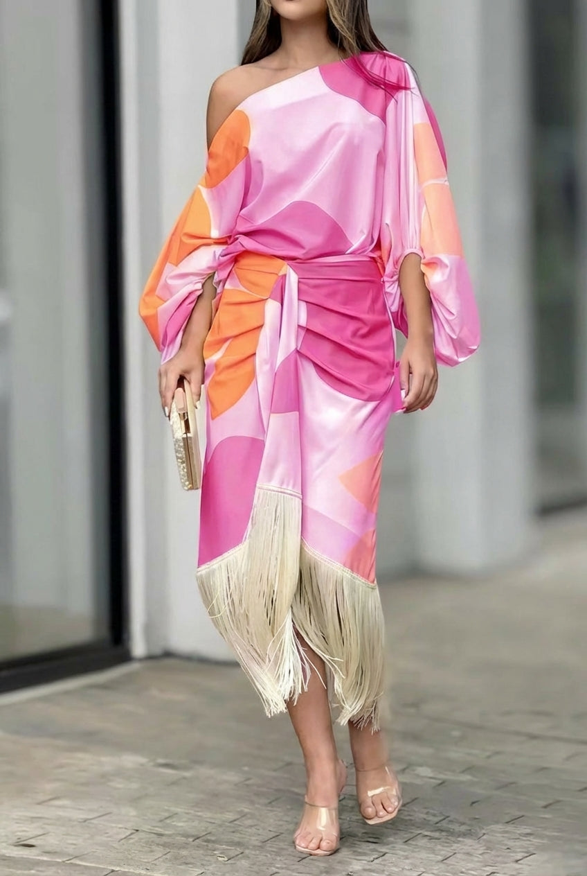 Valmira | One-Shoulder Fringe Elegance Women’s Set