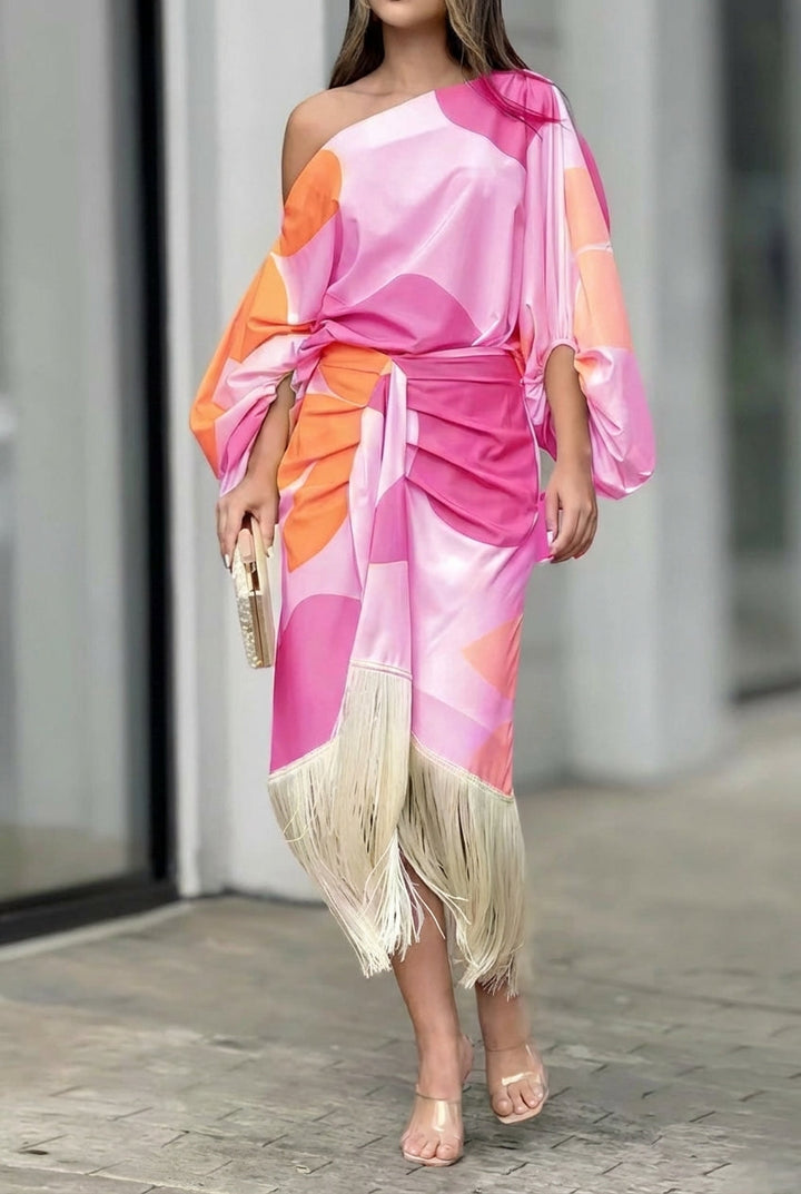Valmira | One-Shoulder Fringe Elegance Women’s Set