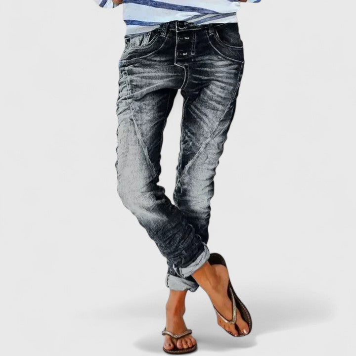 Willow | Ausgefranste weite Denim-Jeans