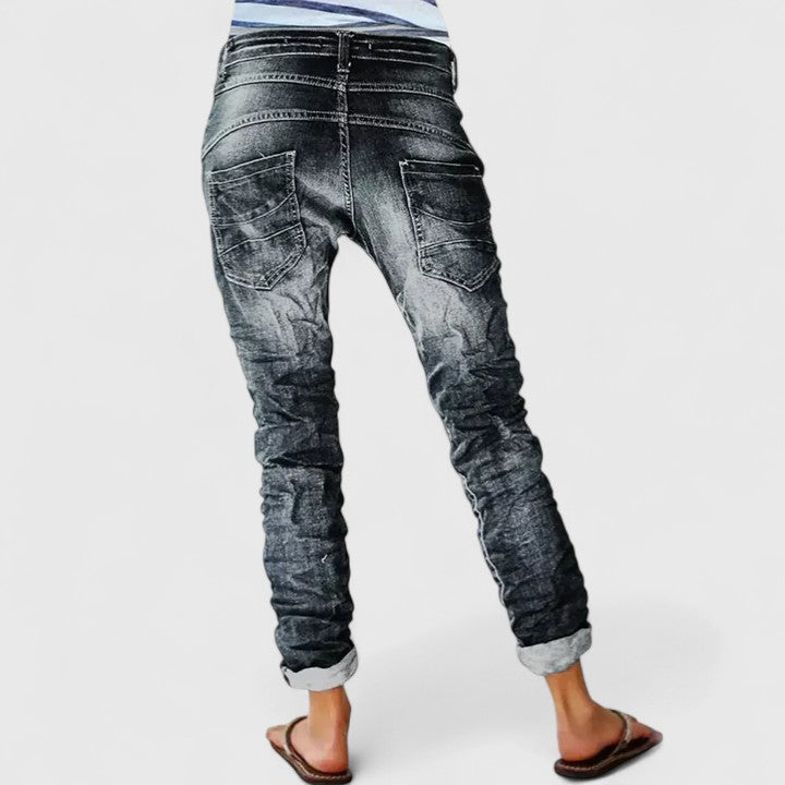 Willow | Ausgefranste weite Denim-Jeans