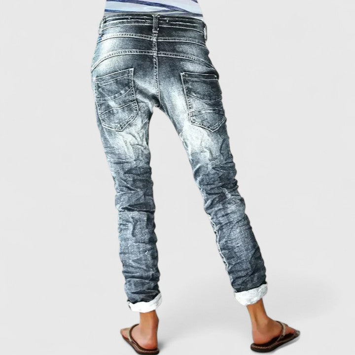 Willow | Ausgefranste weite Denim-Jeans
