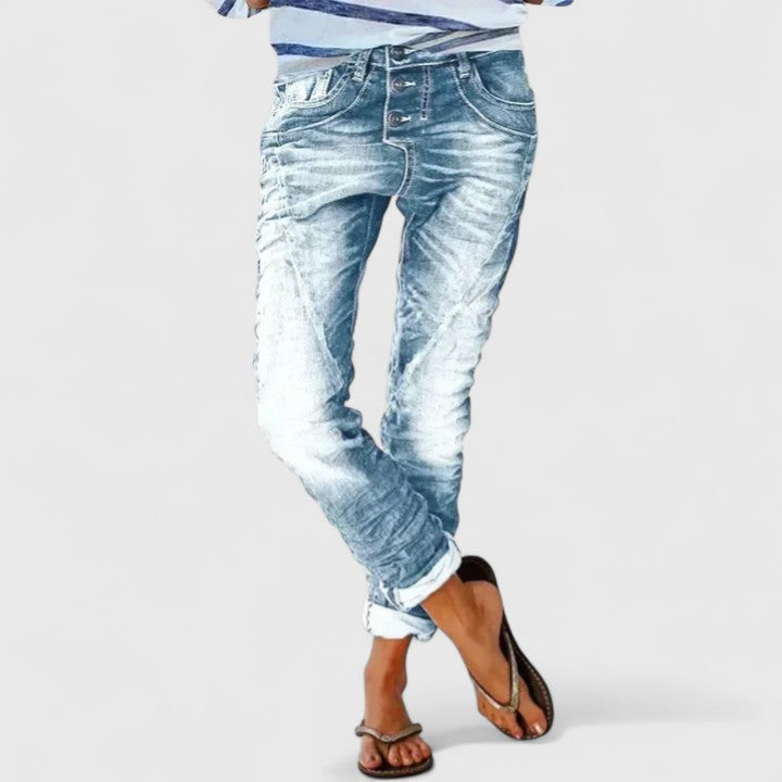 Willow | Ausgefranste weite Denim-Jeans