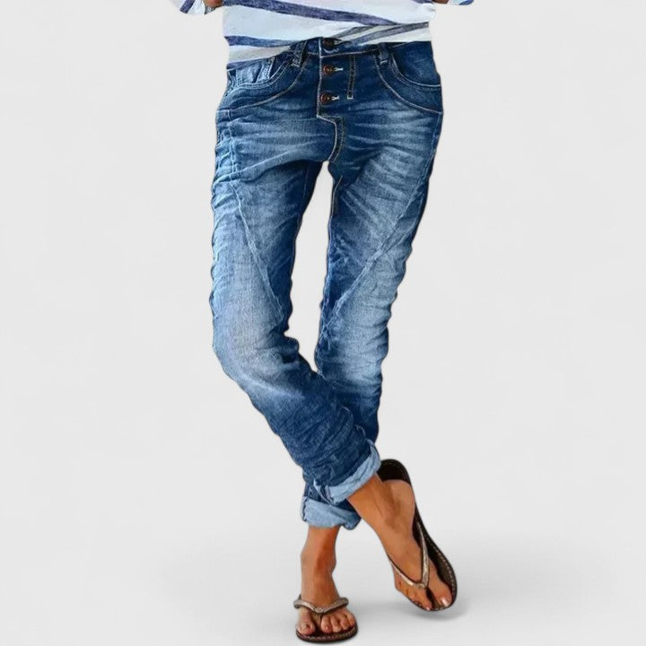 Willow | Ausgefranste weite Denim-Jeans