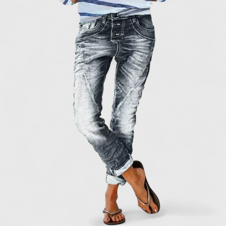 Willow | Ausgefranste weite Denim-Jeans