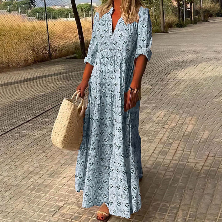 Serena | Elegant Boho V-Neck Maxi Dress