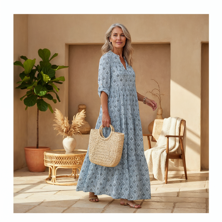 Serena | Elegant Boho V-Neck Maxi Dress