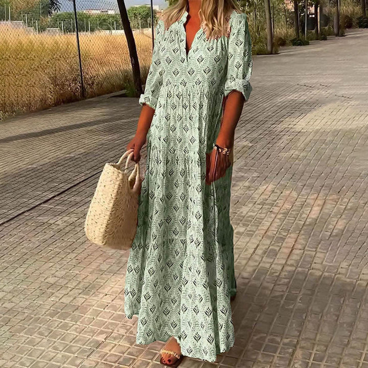 Serena | Elegant Boho V-Neck Maxi Dress