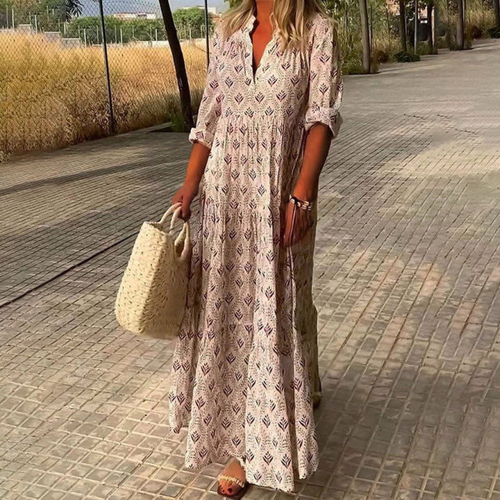 Serena | Elegant Boho V-Neck Maxi Dress