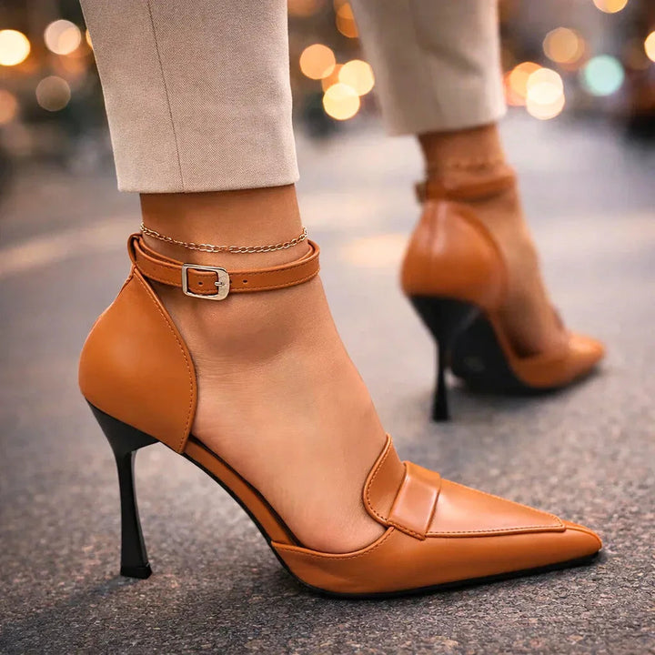 Rebecca | Trendige spitze High Heels mit Knöchelriemen