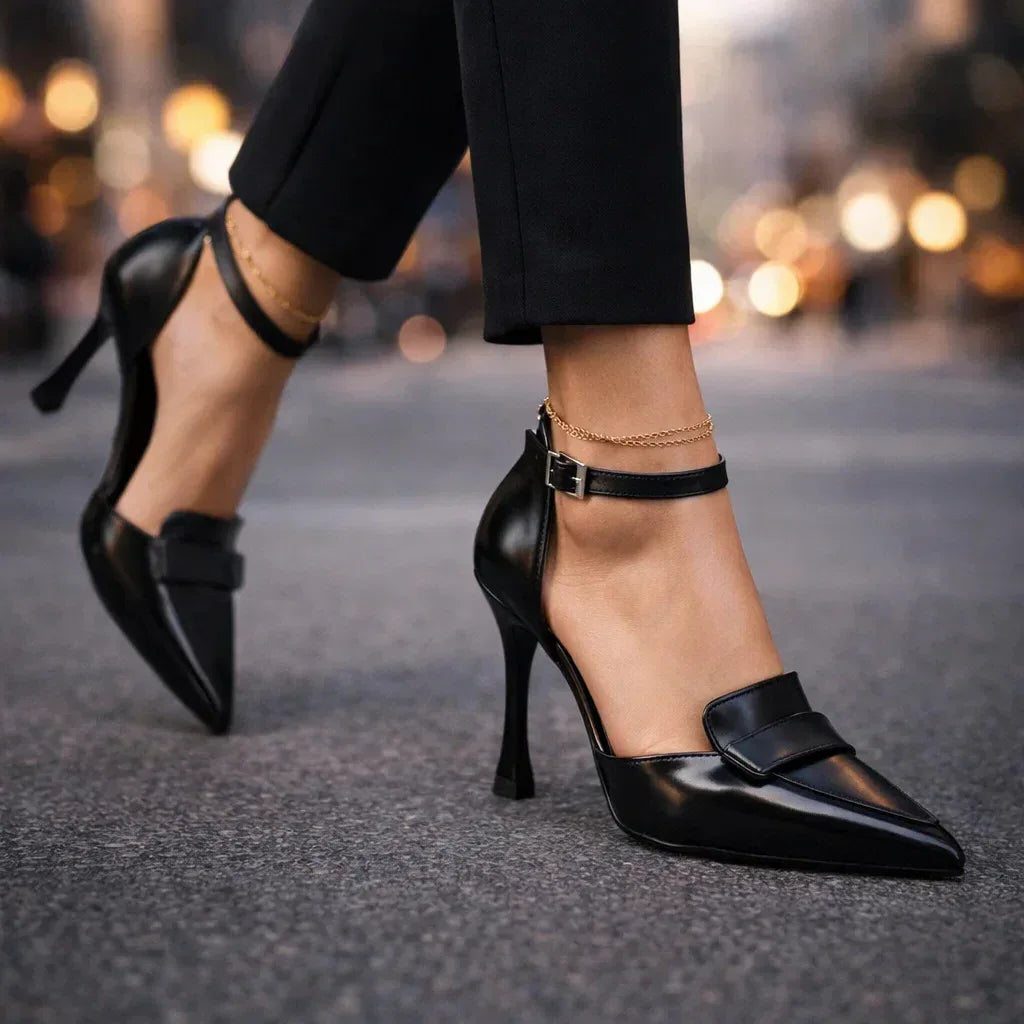 Rebecca | Trendige spitze High Heels mit Knöchelriemen