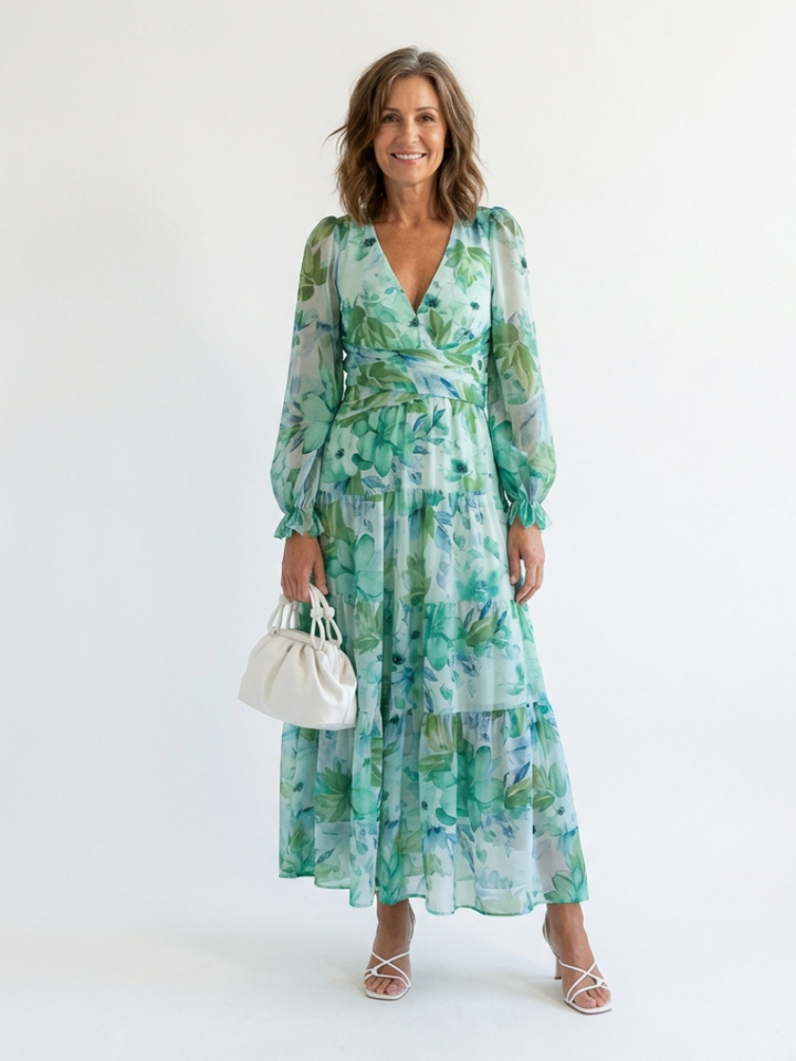Sophia | Lebhaftes und elegantes geblümtes Maxikleid