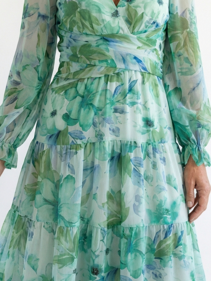 Sophia | Lebhaftes und elegantes geblümtes Maxikleid