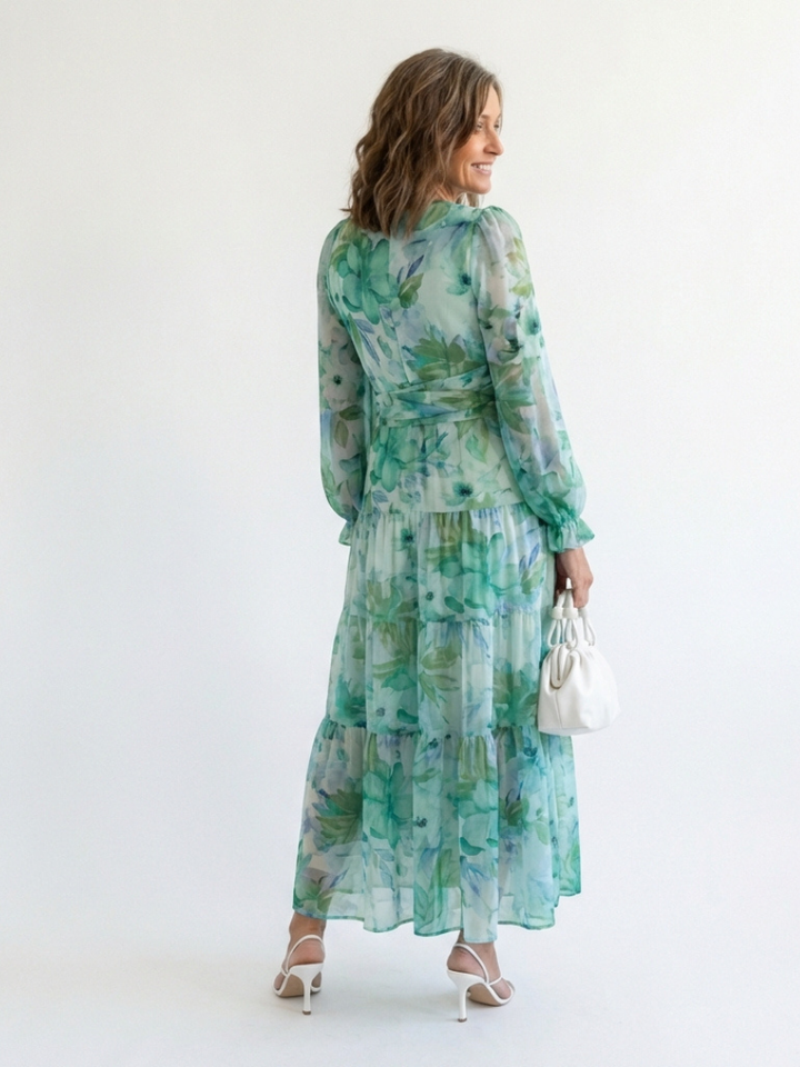 Sophia | Lebhaftes und elegantes geblümtes Maxikleid
