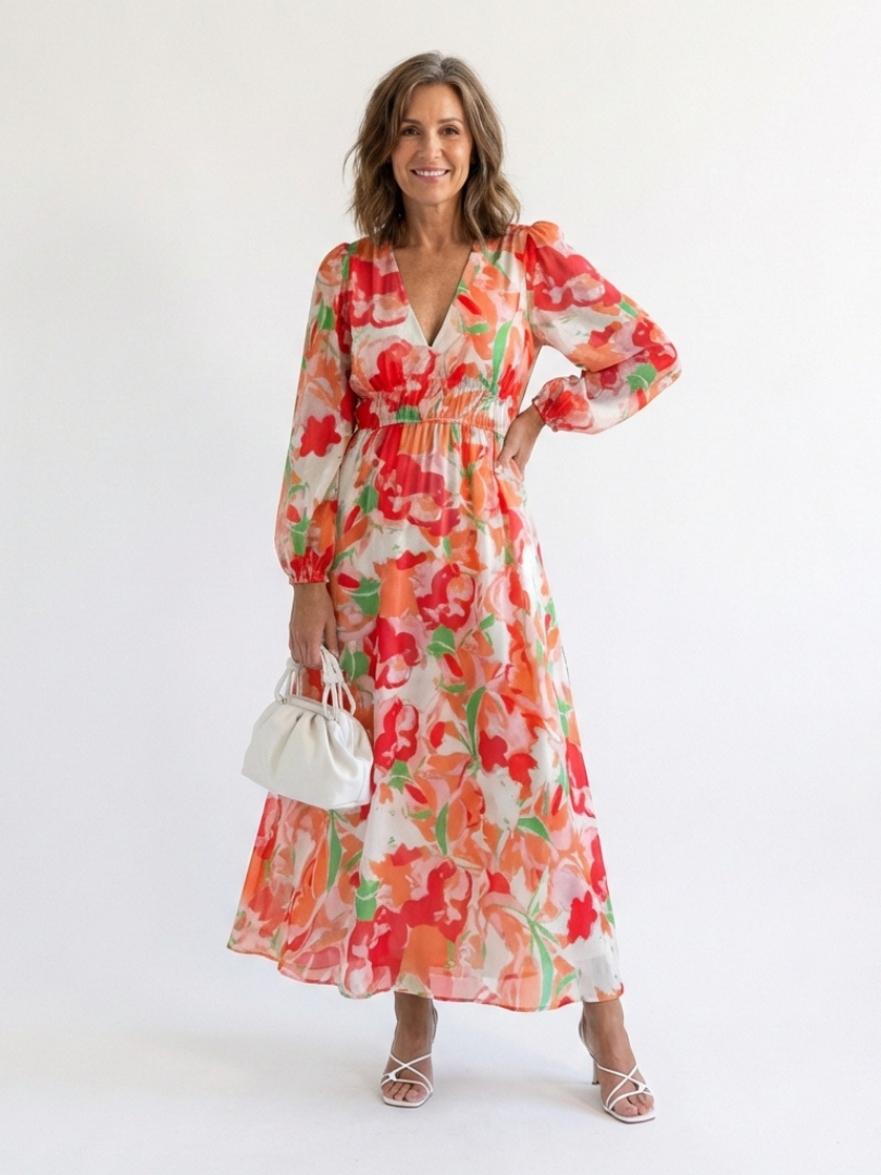 Sophia | Lebhaftes und elegantes geblümtes Maxikleid
