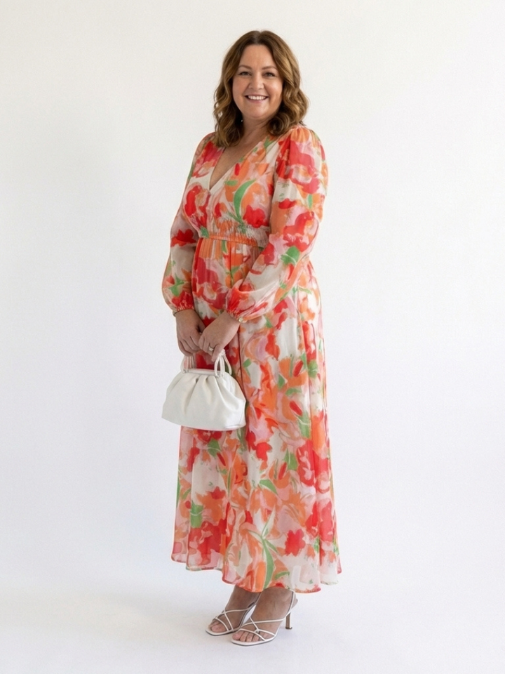 Sophia | Lebhaftes und elegantes geblümtes Maxikleid
