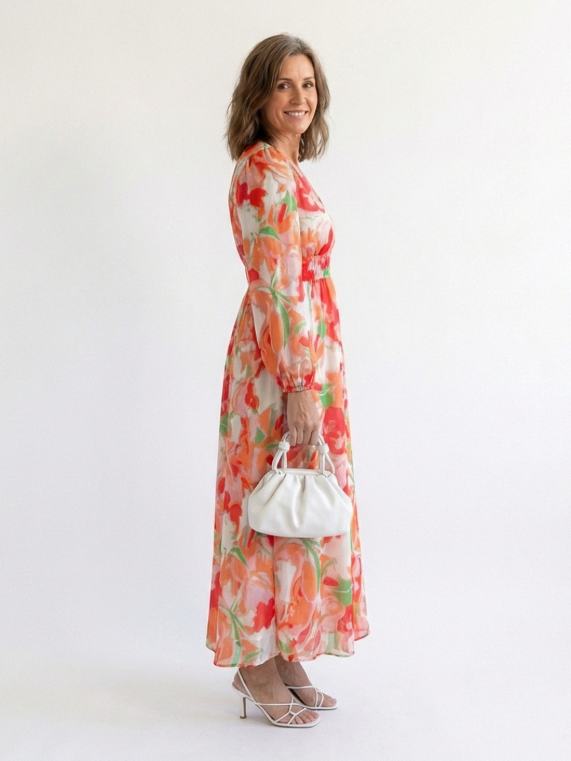 Sophia | Lebhaftes und elegantes geblümtes Maxikleid