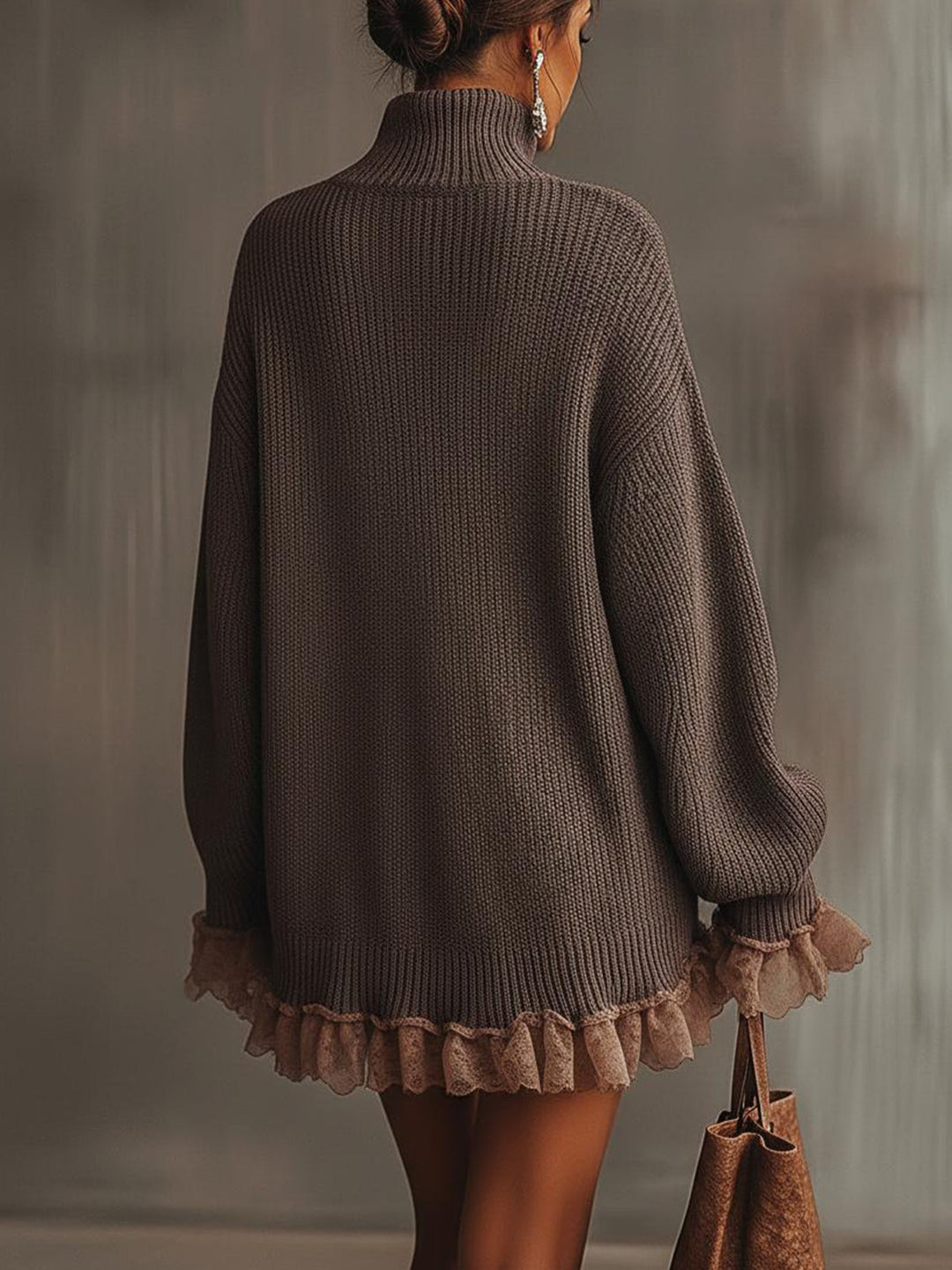 Celine | Gerüschtes Strick-Oversized-Sweaterkleid