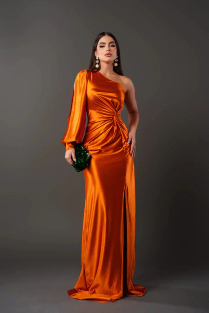 Aveline | Asymmetrical Satin Evening Dress