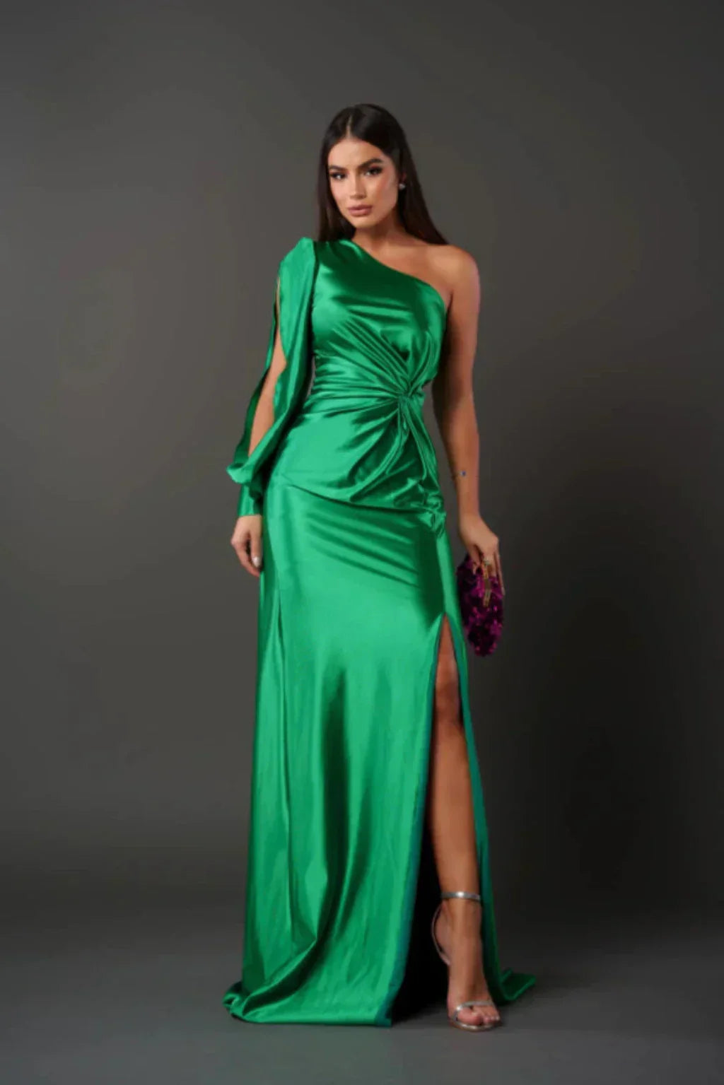 Aveline | Asymmetrical Satin Evening Dress