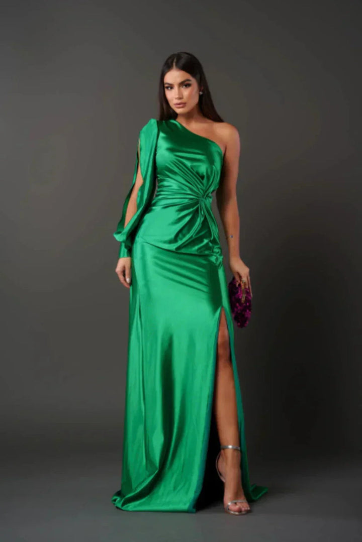 Aveline | Asymmetrical Satin Evening Dress
