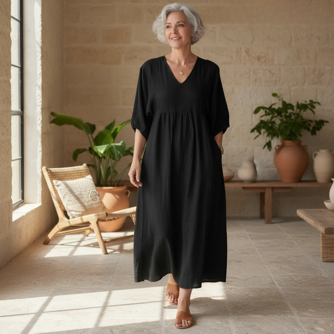 Lena | Elegantes A-Linien Midikleid mit Taschen