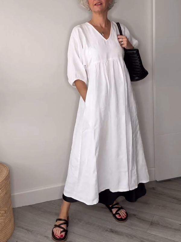 Lena | Elegantes A-Linien Midikleid mit Taschen