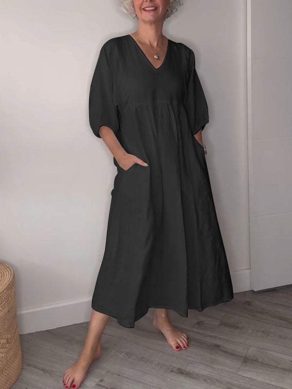 Lena | Elegantes A-Linien Midikleid mit Taschen