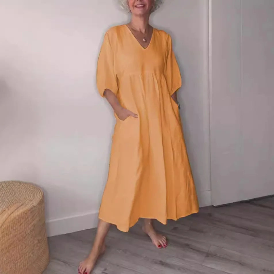 Lena | Elegantes A-Linien Midikleid mit Taschen