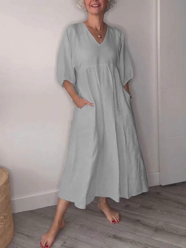 Lena | Elegantes A-Linien Midikleid mit Taschen