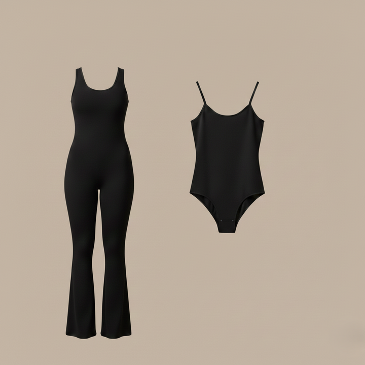 Craftsmiley V-Back Flared Jumpsuit + Free Contour Ultra Comfy Bodysuit | Sexy Backless Women&